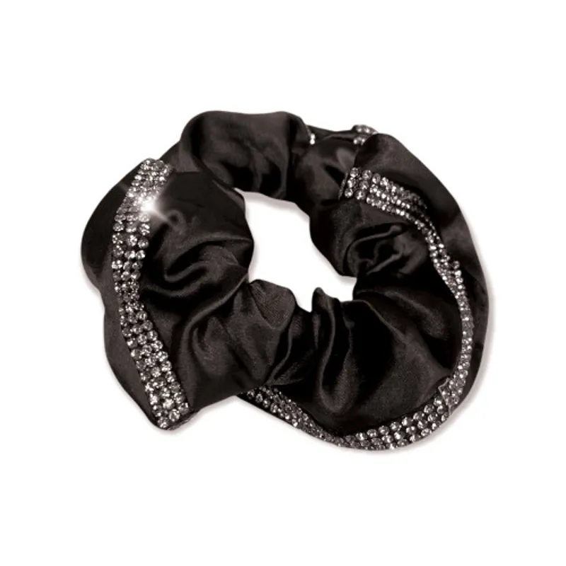 Equetech Satin Deluxe Crystal Scrunchie Black